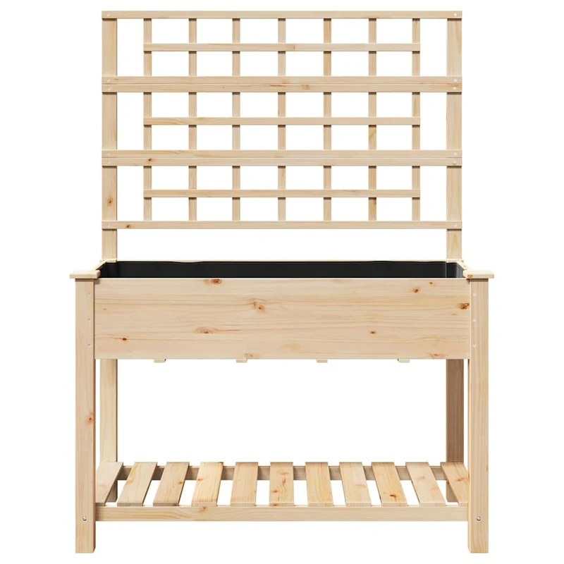 Cache-pot de jardin design moderne en bois de sapin massif 115 x 60 x 153 cm élégant pour plantes en beige 02_0058843