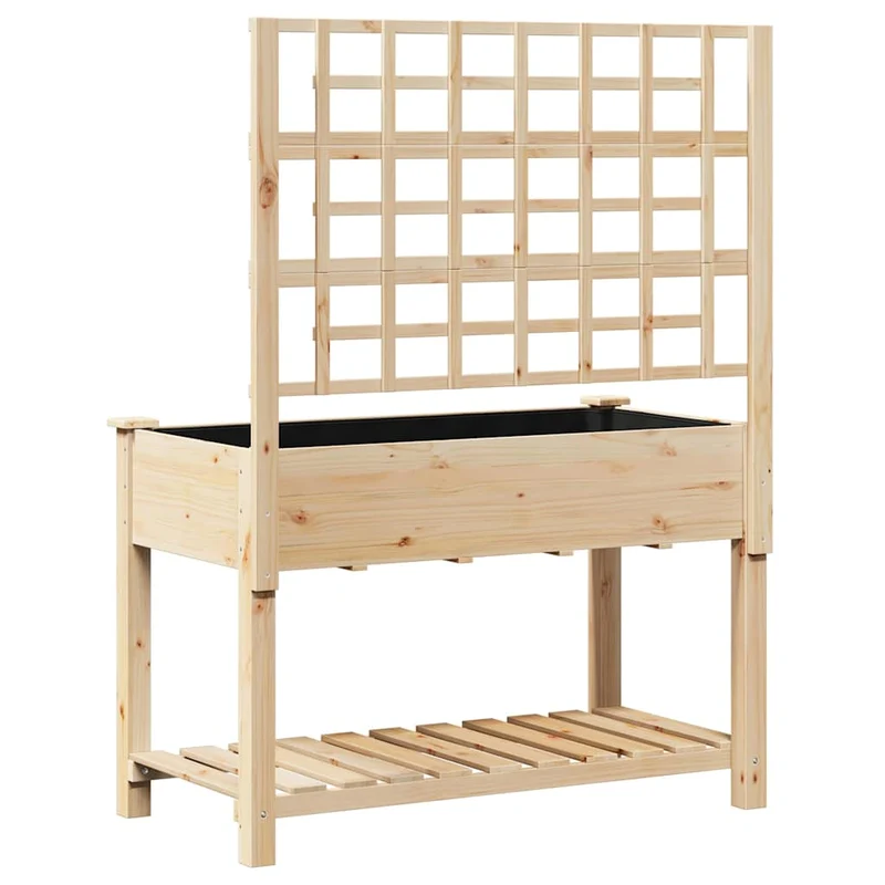 Cache-pot de jardin design moderne en bois de sapin massif 115 x 60 x 153 cm élégant pour plantes en beige 02_0058843