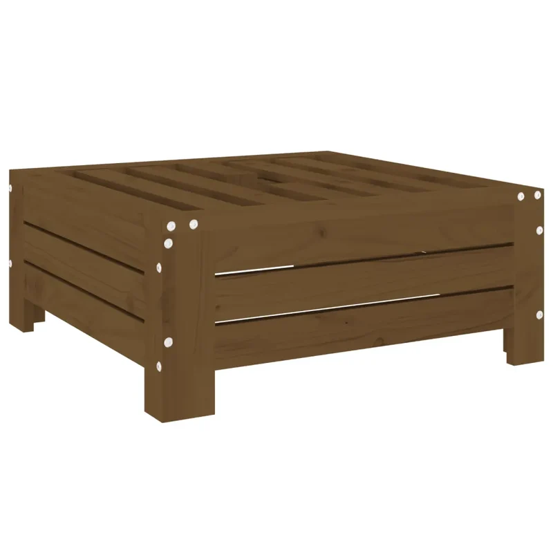 Couvercle de base de parasol table d'appoint rustique extérieur 63,5 x 63,5 x 26 cm en bois de pin marron miel 02_0048515