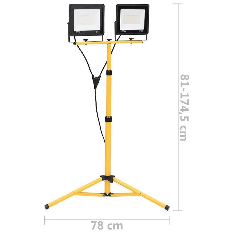 Projecteur à LED avec trépied réglable 78 x 78 x 174,5 cm éclairage puissant 14000 lm style industriel en aluminium noir 02_0046111