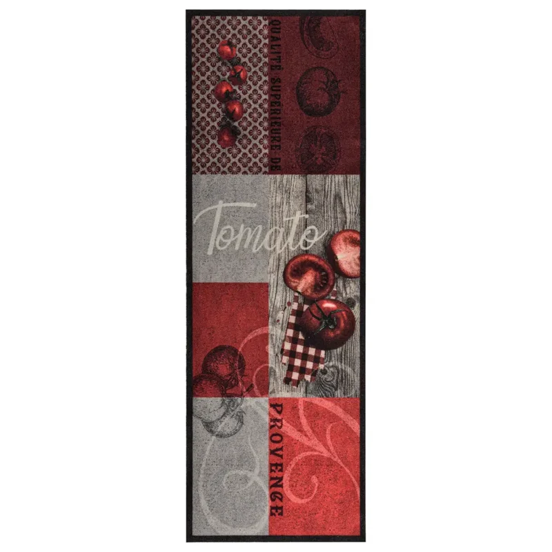 Tapis de sol à motif tomate lavable cuisine couloir 150 x 45 cm en polyamide rouge 02_0046713