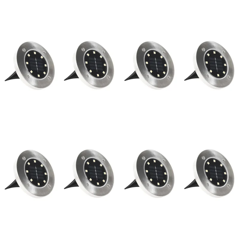 Lot de 8 lampes solaires de sol illuminant jardin patio 12 x 13 cm en PP couleur rvb 02_0046513
