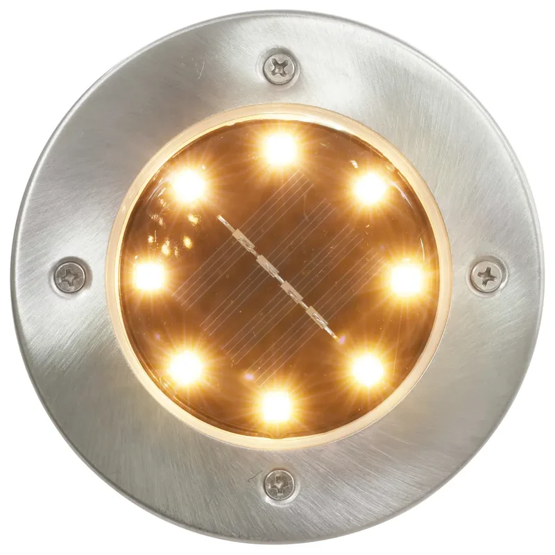 Lot de 8 lampes solaires de sol illuminant jardin patio 12 x 13 cm en PP couleur rvb 02_0046513