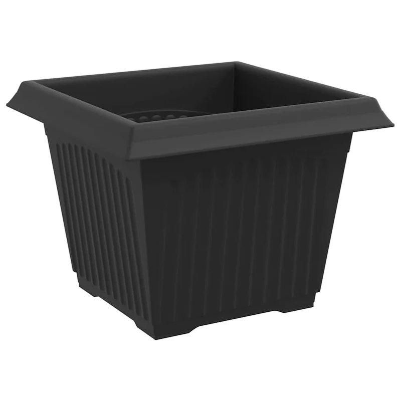 Lot de 6 pots de fleurs carrés modernes 43 x 43 x 33,5 cm design épuré jardin extérieur en plastique noir 02_0059365