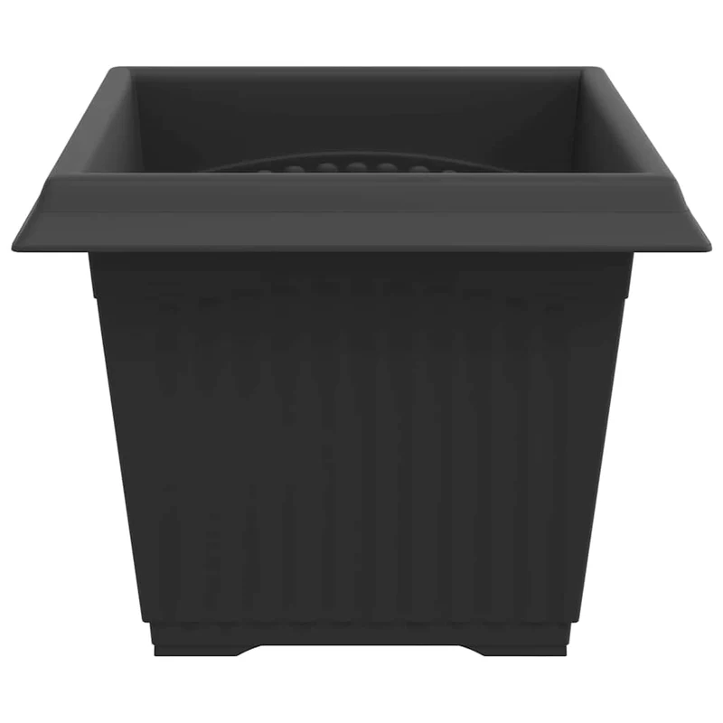 Lot de 6 pots de fleurs carrés modernes 43 x 43 x 33,5 cm design épuré jardin extérieur en plastique noir 02_0059365