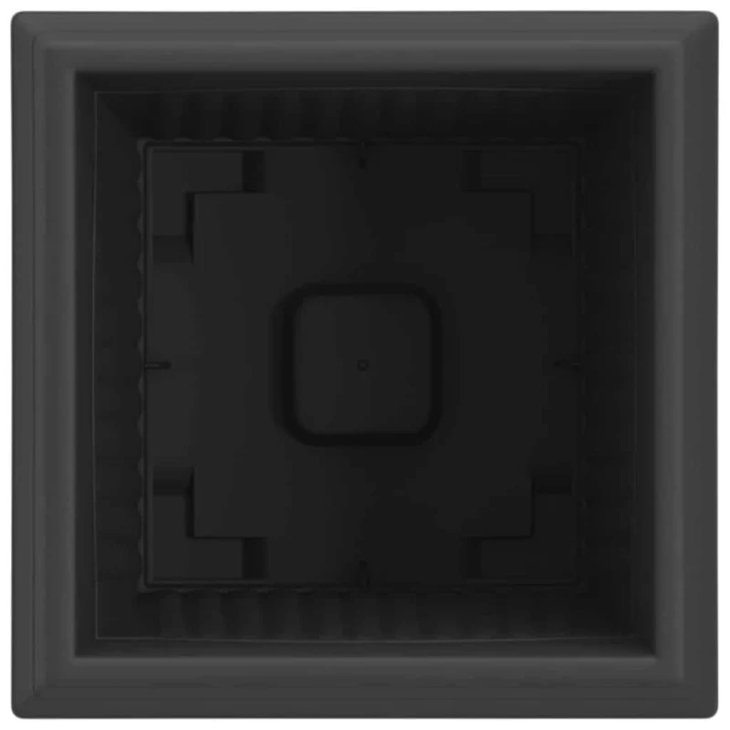 Lot de 6 pots de fleurs carrés modernes 43 x 43 x 33,5 cm design épuré jardin extérieur en plastique noir 02_0059365