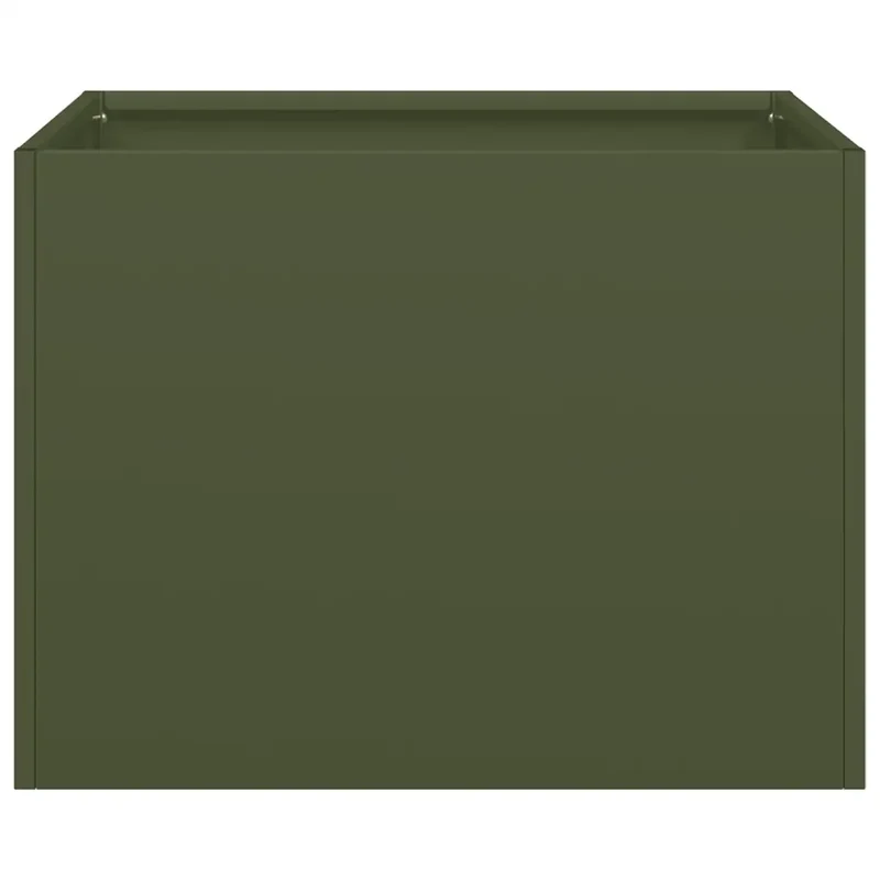 Jardinière élégante fond ouvert pour balcon jardin 40 x 40 x 30 cm en acier laminé à froid vert olive 02_0051579