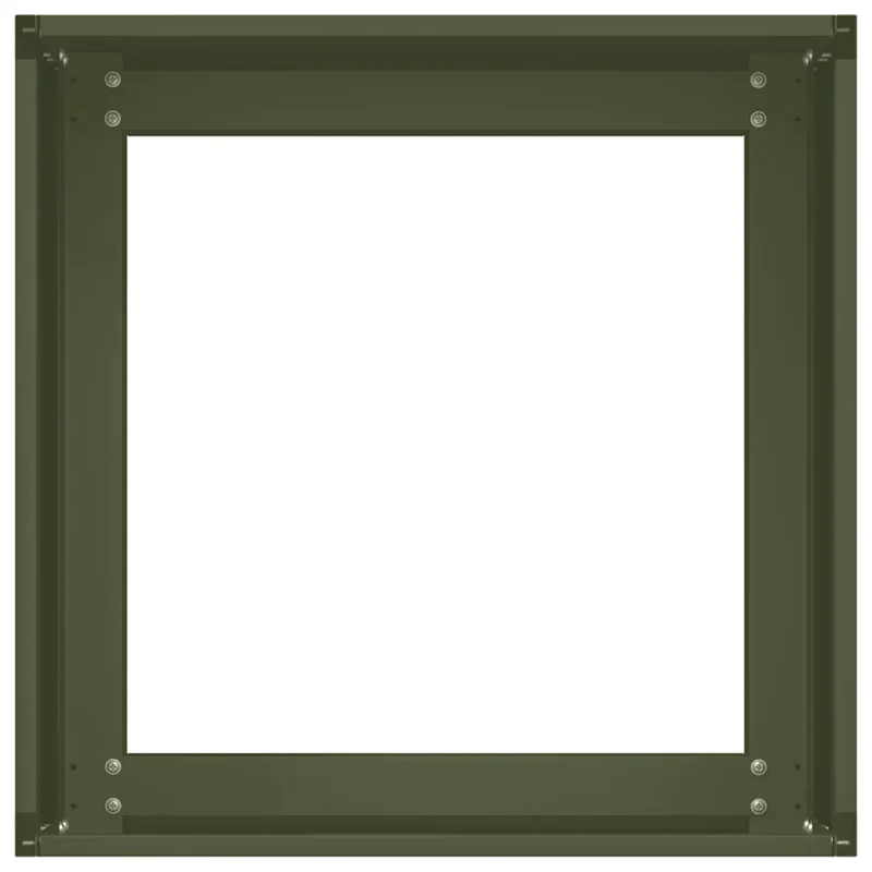 Jardinière élégante fond ouvert pour balcon jardin 40 x 40 x 30 cm en acier laminé à froid vert olive 02_0051579