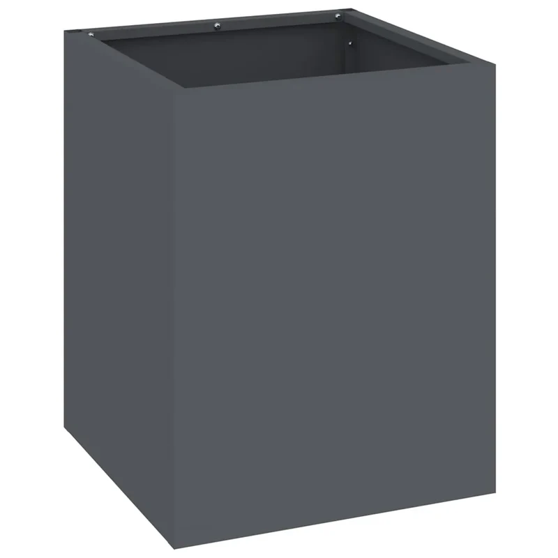 Cache-pot de jardin industriel chic 32 x 32 x 40 cm usage extérieur style moderne en acier anthracite 02_0052455