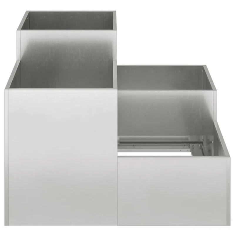 Cache-pot de jardin rectangulaire moderne 80 x 80 x 60 cm avec fond ouvert en acier inoxydable argent 02_0052071