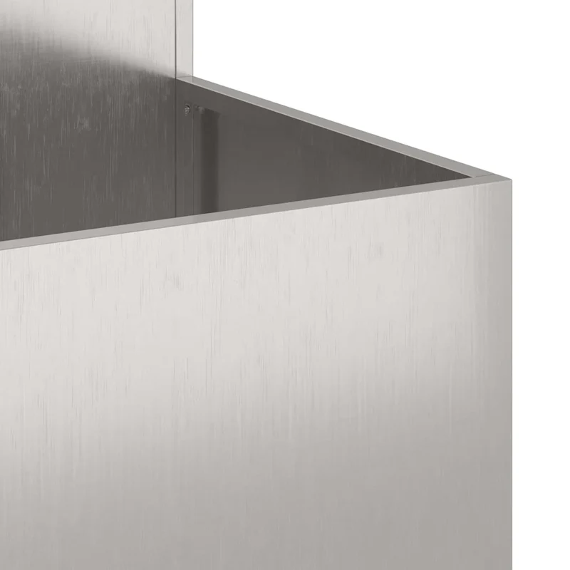 Cache-pot de jardin rectangulaire moderne 80 x 80 x 60 cm avec fond ouvert en acier inoxydable argent 02_0052071
