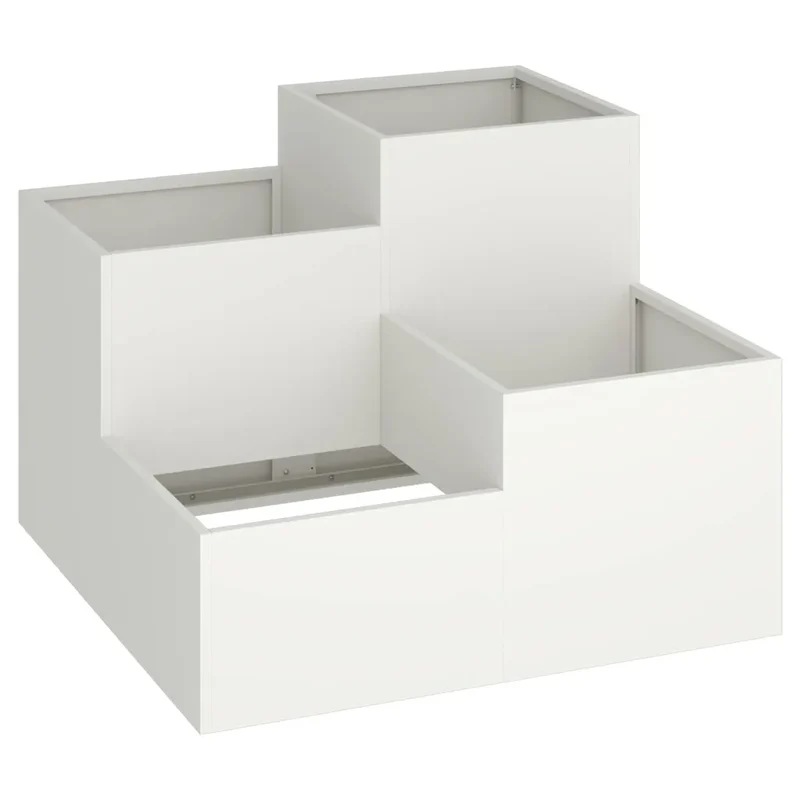 Cache-pot rectangulaire moderne pour jardin 100 x 100 x 60 cm ambiance chic en acier blanc 02_0052075