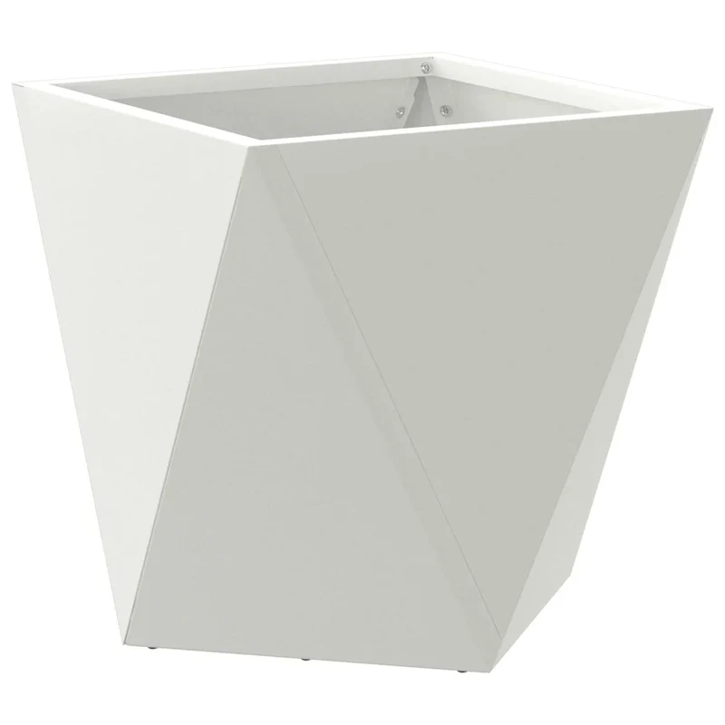 Jardinière moderne pour plantes en extérieur 30 x 30 x 30 cm pratique style épuré en acier blanc 02_0053050