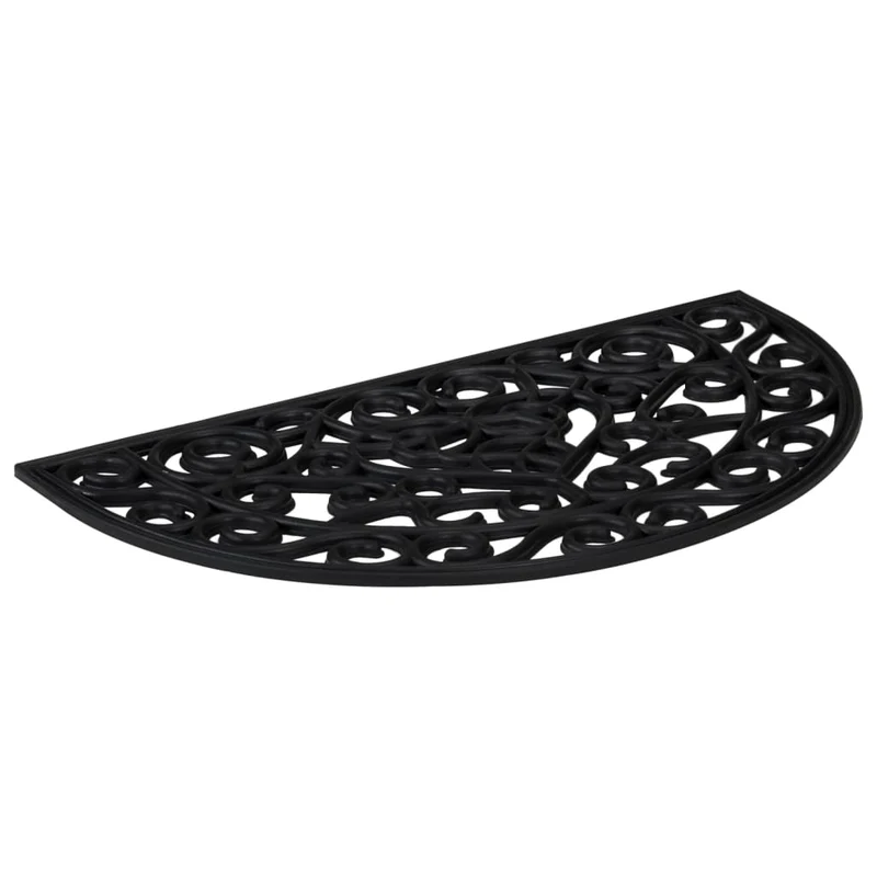Tapis de porte demi-rond 45 x 75 cm antidérapant durable intérieur extérieur en caoutchouc noir 02_0046195