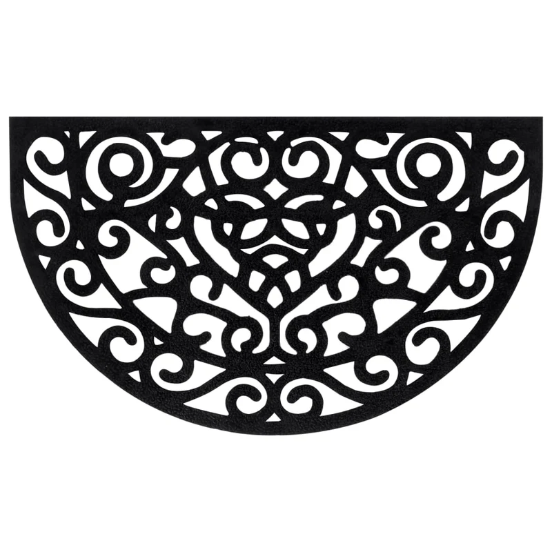 Tapis de porte demi-rond 45 x 75 cm antidérapant durable intérieur extérieur en caoutchouc noir 02_0046195