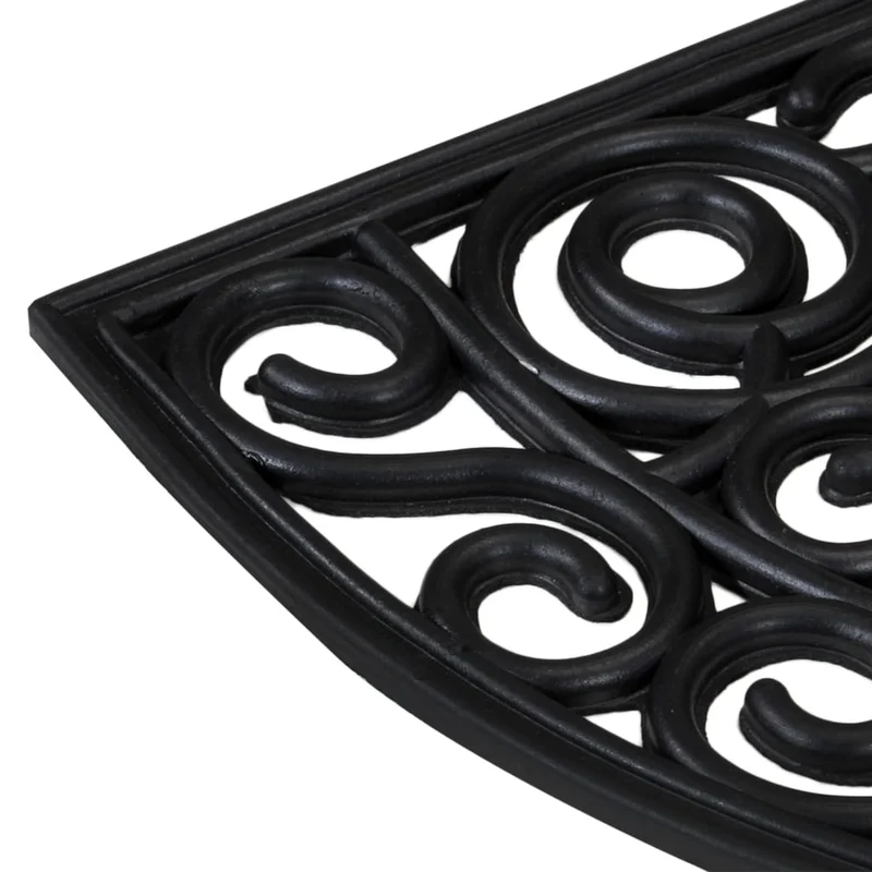 Tapis de porte demi-rond 45 x 75 cm antidérapant durable intérieur extérieur en caoutchouc noir 02_0046195