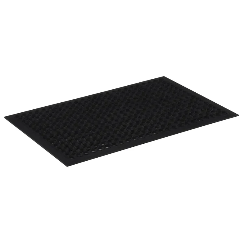 Paillasson rectangulaire antidérapant durable 60 x 90 cm usage intérieur extérieur finition mate en caoutchouc noir 02_0046194