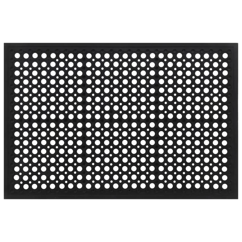Paillasson rectangulaire antidérapant durable 60 x 90 cm usage intérieur extérieur finition mate en caoutchouc noir 02_0046194