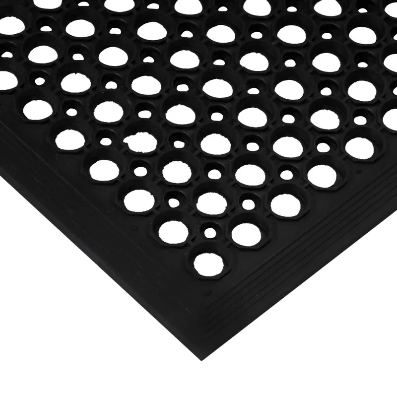 Paillasson rectangulaire antidérapant durable 60 x 90 cm usage intérieur extérieur finition mate en caoutchouc noir 02_0046194