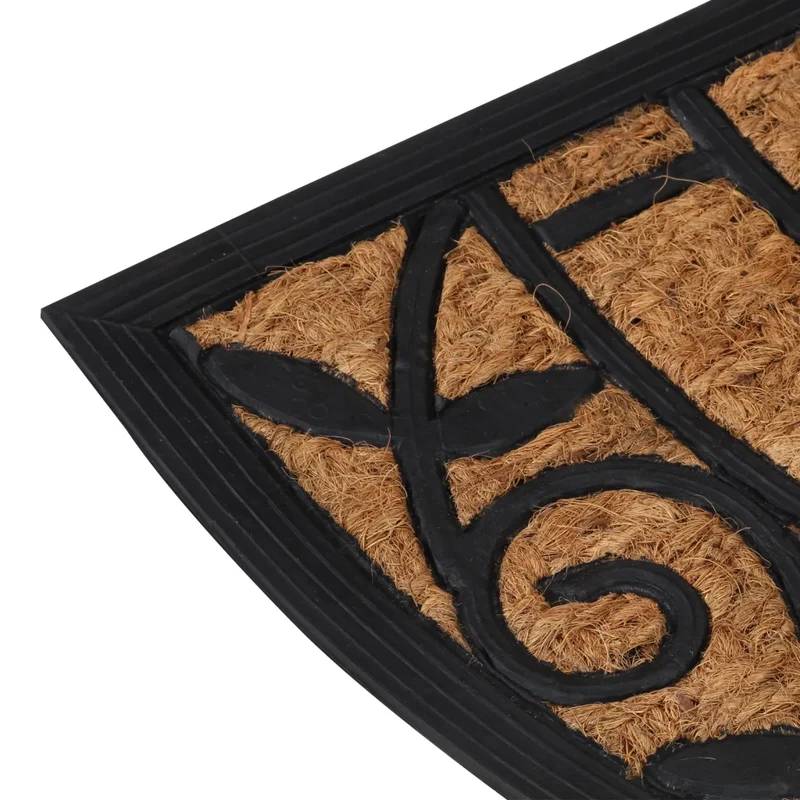 Tapis de porte demi-rond antidérapant intérieur extérieur 45 x 75 cm en caoutchouc noir 02_0046202