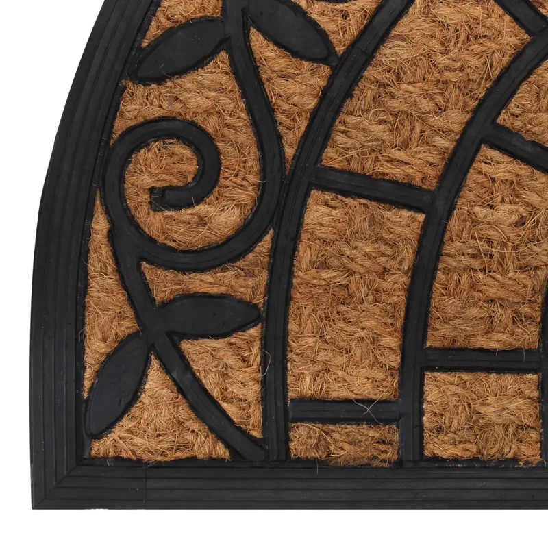 Tapis de porte demi-rond antidérapant intérieur extérieur 45 x 75 cm en caoutchouc noir 02_0046202