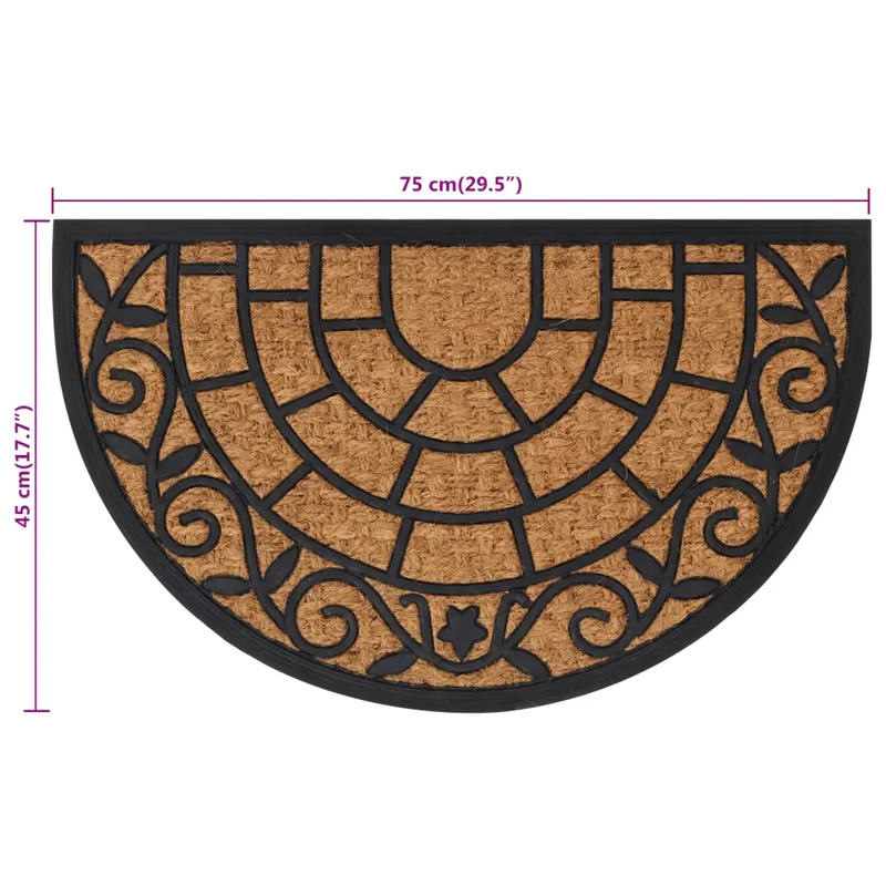 Tapis de porte demi-rond antidérapant intérieur extérieur 45 x 75 cm en caoutchouc noir 02_0046202