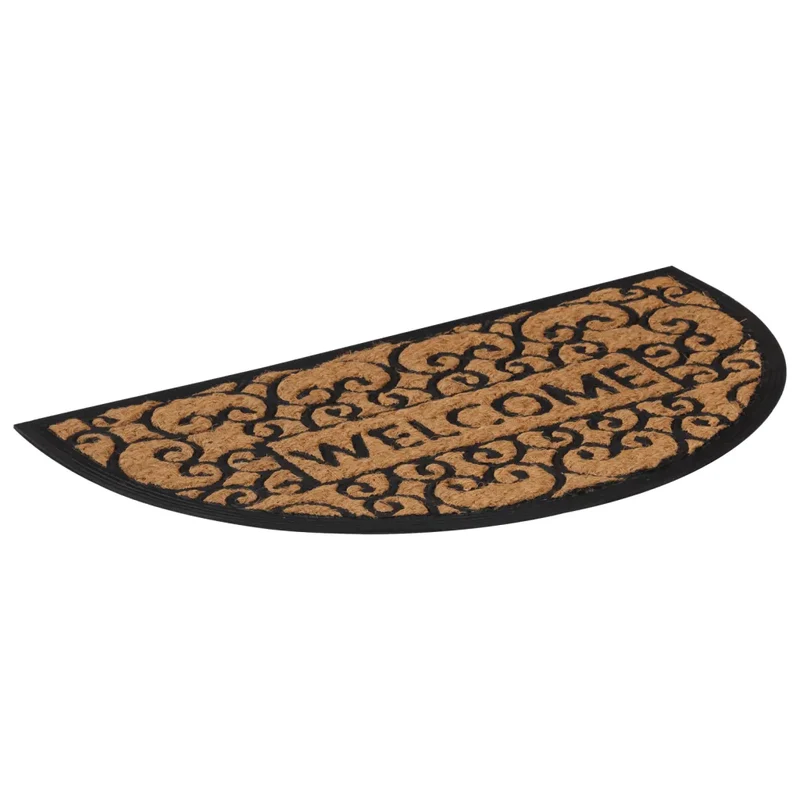 Tapis de porte demi-rond antidérapant intérieur extérieur 45 x 75 cm en caoutchouc noir 02_0046197