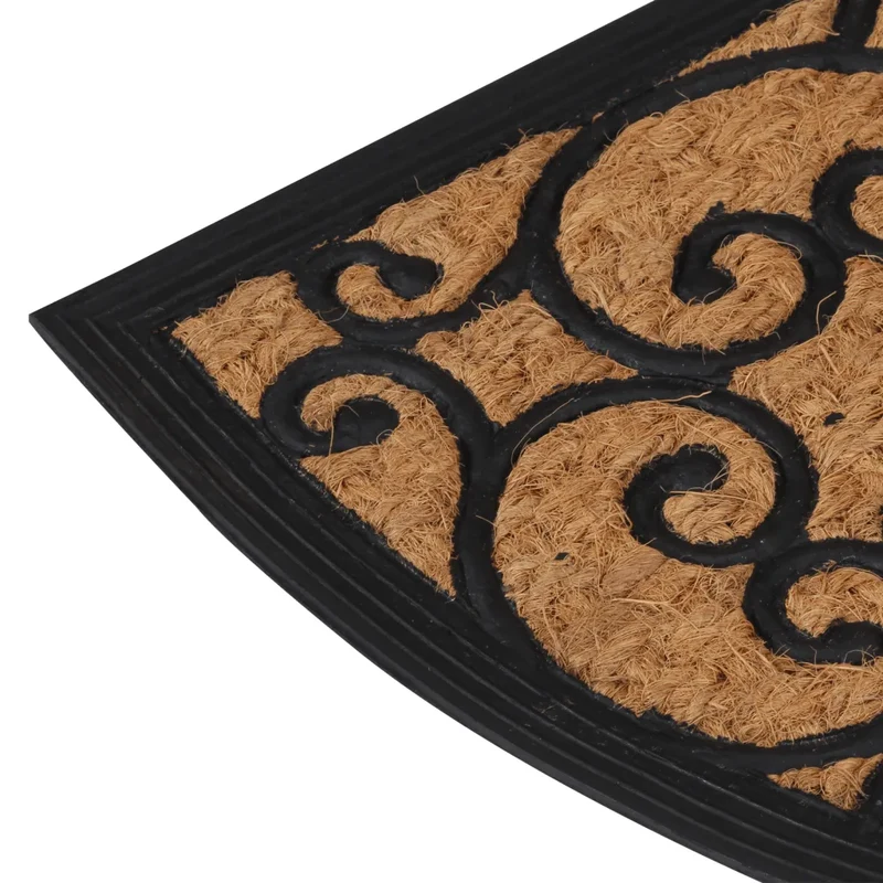 Tapis de porte demi-rond antidérapant intérieur extérieur 45 x 75 cm en caoutchouc noir 02_0046197