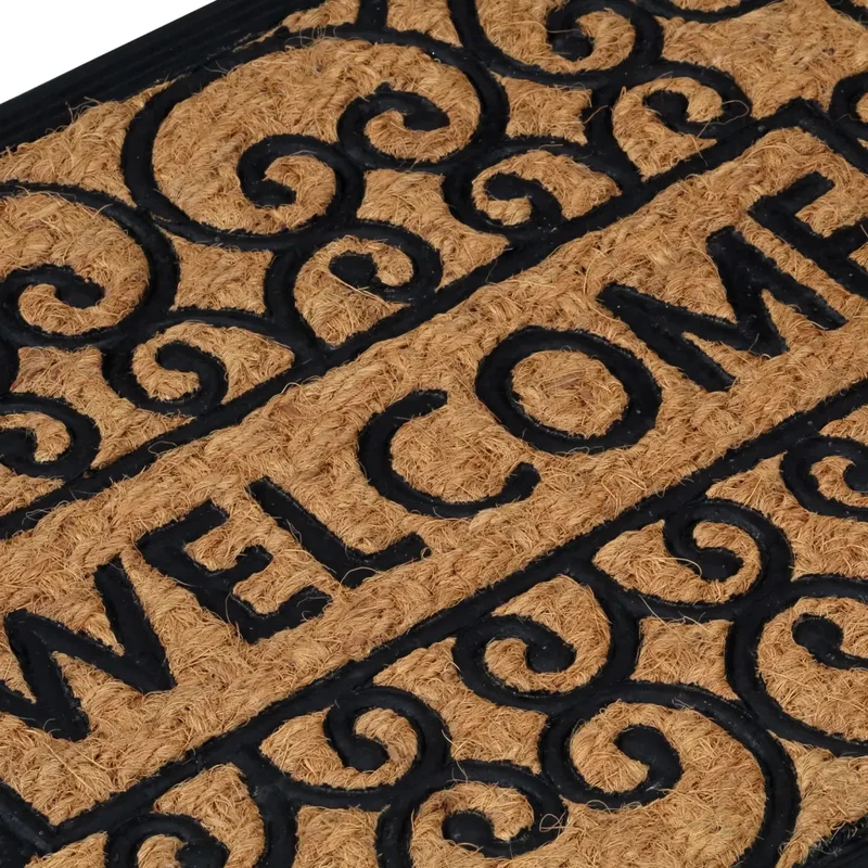 Tapis de porte demi-rond antidérapant intérieur extérieur 45 x 75 cm en caoutchouc noir 02_0046197