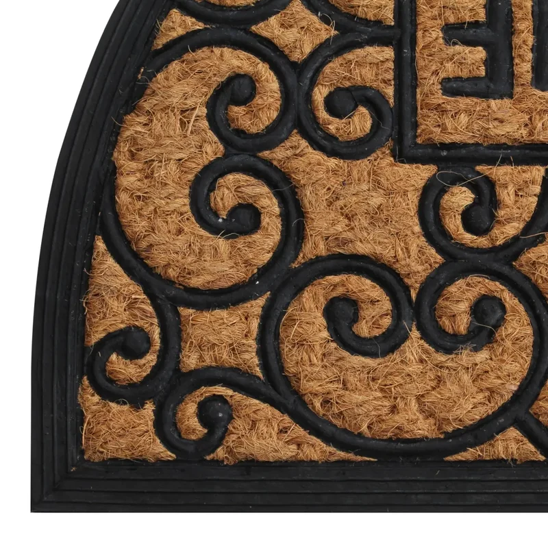 Tapis de porte demi-rond antidérapant intérieur extérieur 45 x 75 cm en caoutchouc noir 02_0046197