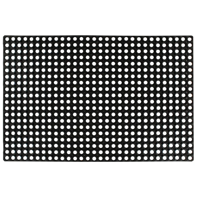 Tapis en caoutchouc intérieur extérieur 80 x 120 cm antidérapant facile à nettoyer en caoutchouc noir 02_0046301