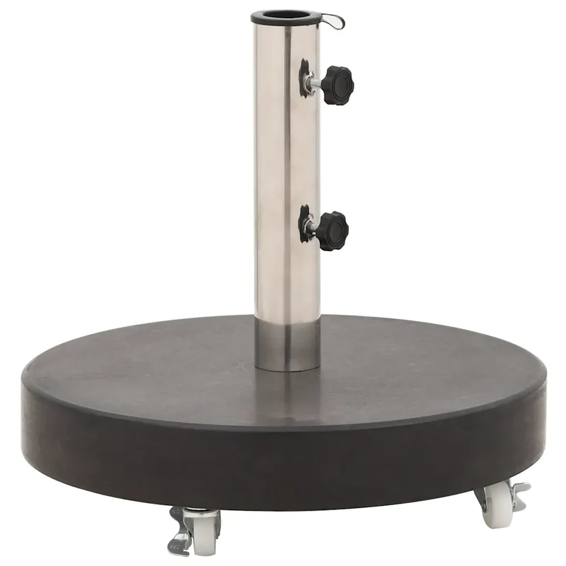 Socle de parasol rond 45 x 30 cm avec roulettes pour installation facile en granit noir 02_0045949