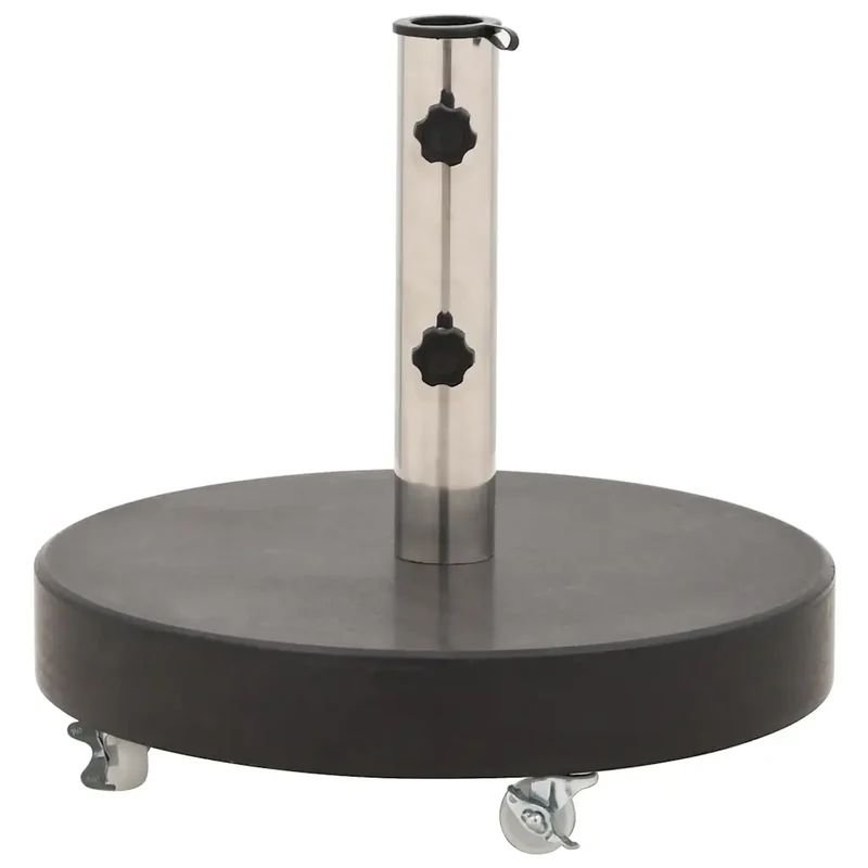 Socle de parasol rond 45 x 30 cm avec roulettes pour installation facile en granit noir 02_0045949