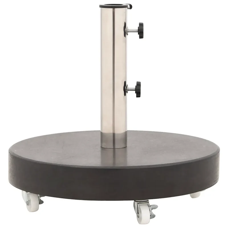 Socle de parasol rond 45 x 30 cm avec roulettes pour installation facile en granit noir 02_0045949