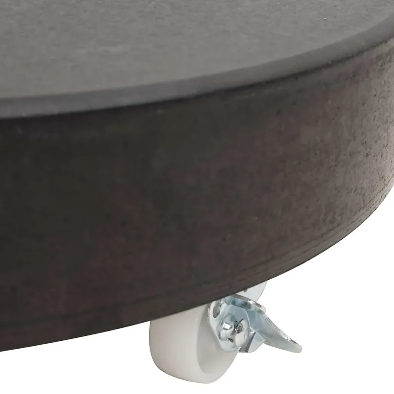 Socle de parasol rond 45 x 30 cm avec roulettes pour installation facile en granit noir 02_0045949