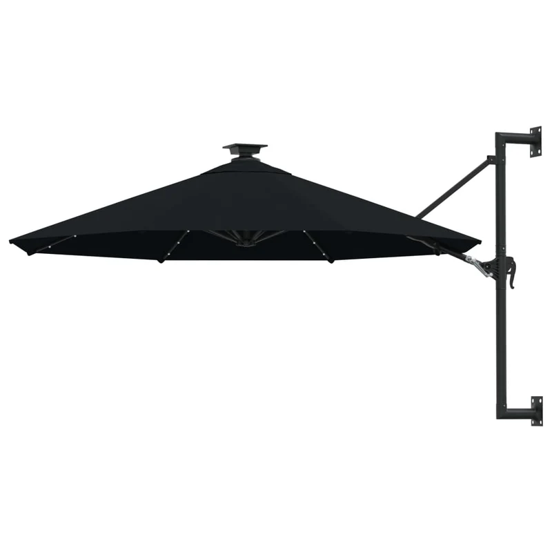 Parasol mural avec mât métallique et led 300 cm noir 02_0008693