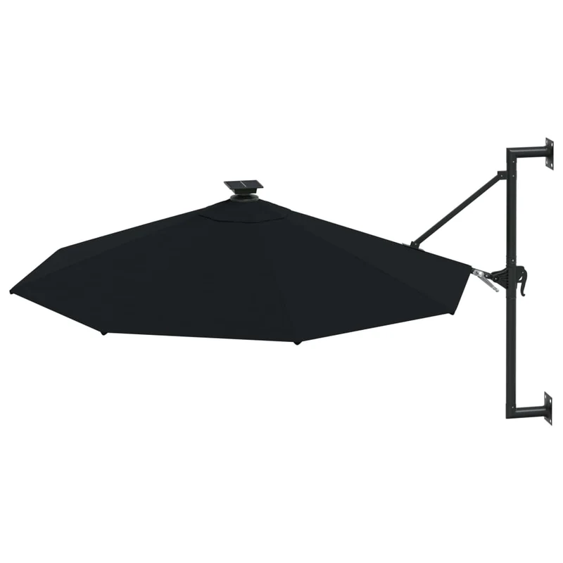 Parasol mural avec mât métallique et led 300 cm noir 02_0008693