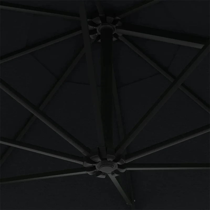 Parasol mural avec mât métallique et led 300 cm noir 02_0008693