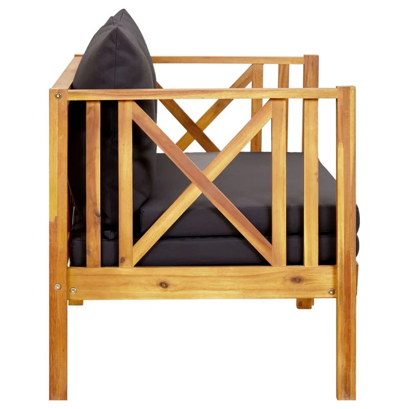 Banc de jardin meuble de patio d'extérieur terrasse 2 places et coussins 122 x 66 x 68,5 cm bois d'acacia massif 02_0011293