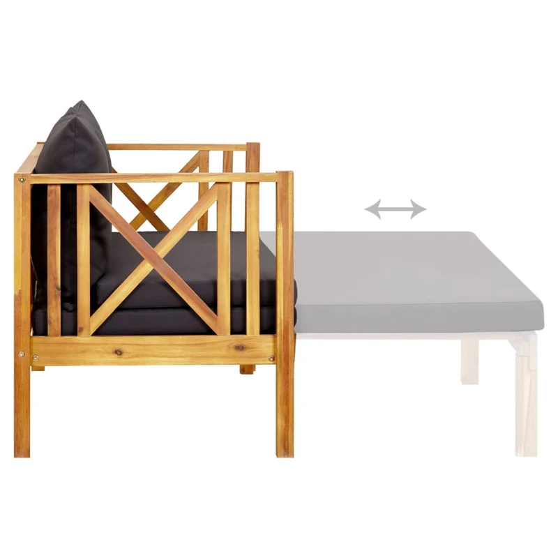 Banc de jardin meuble de patio d'extérieur terrasse 2 places et coussins 122 x 66 x 68,5 cm bois d'acacia massif 02_0011293