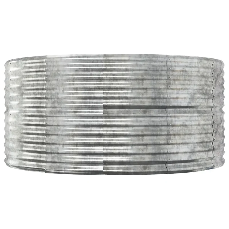 Lot de 1 jardinière surélevée ronde jardin 140 x 140 x 68 cm résistant aux intempéries design moderne en acier galvanisé argenté 02_0046599
