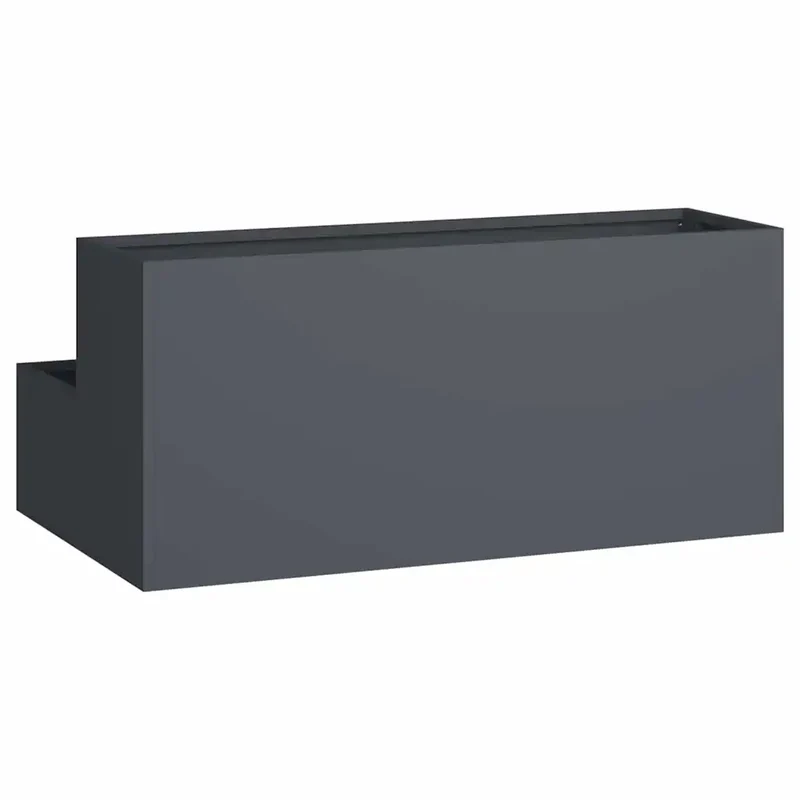 Cache-pot de jardin moderne 100 x 60 x 45 cm résistant intempéries esthétique minimaliste en métal anthracite 02_0052083