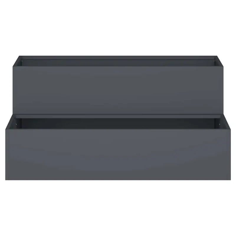 Cache-pot de jardin moderne 100 x 60 x 45 cm résistant intempéries esthétique minimaliste en métal anthracite 02_0052083