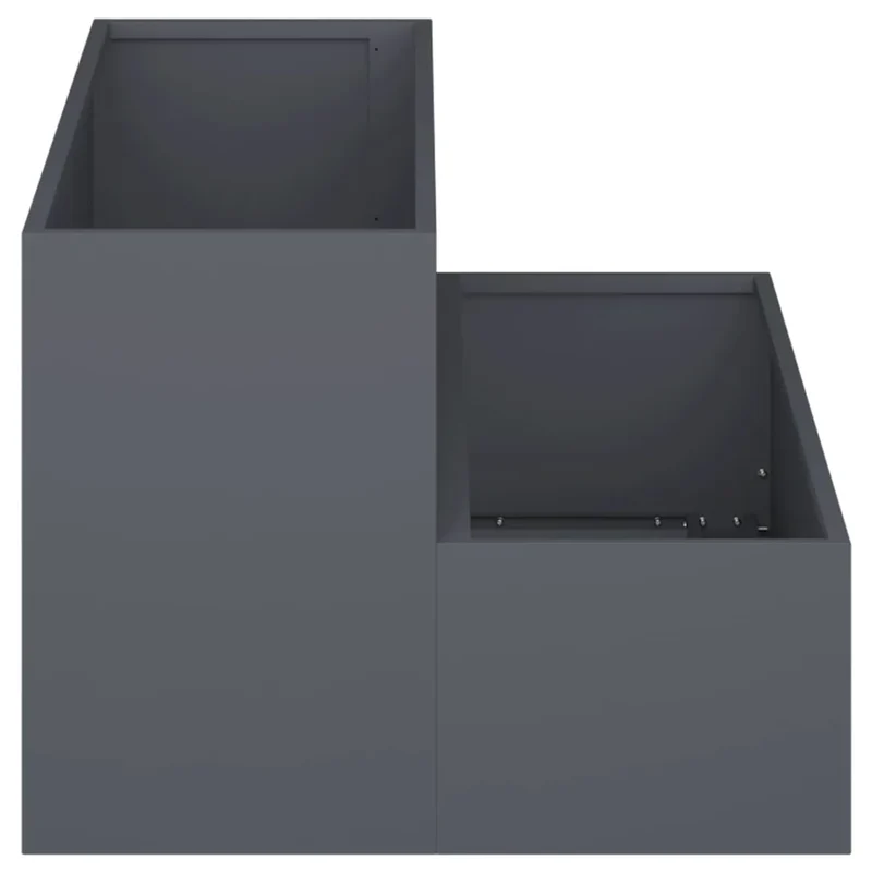 Cache-pot de jardin moderne 100 x 60 x 45 cm résistant intempéries esthétique minimaliste en métal anthracite 02_0052083