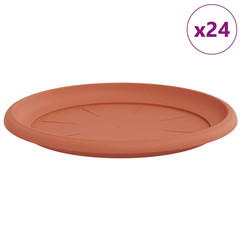 Lot de 6 plateaux à fleurs ronds 27 x 27 x 2 cm légers et durables style moderne en plastique rouge brique 02_0059352