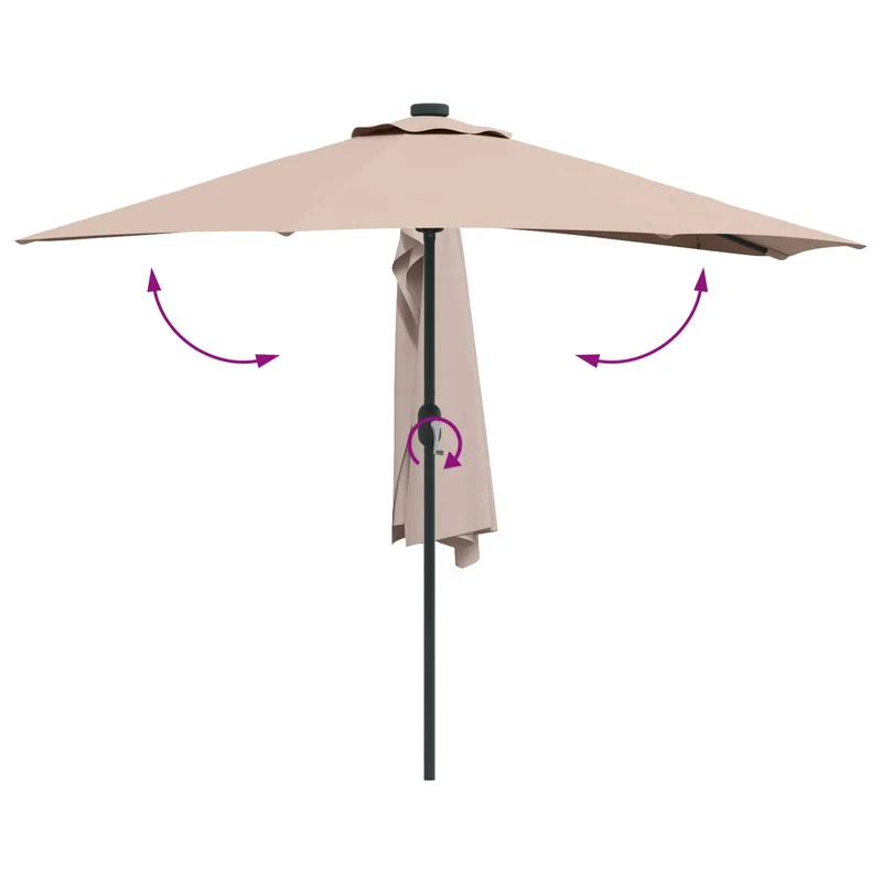 Parasol de jardin pliable moderne 294 x 150 x 224 cm avec LED solaire ambiance cosy en polyester taupe 02_0058669