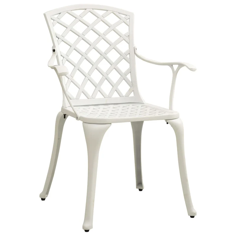 Ensemble de bistro jardin meuble extérieur terrasse 5 pièces aluminium coulé blanc 02_0013531