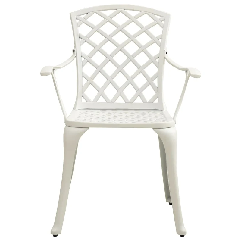 Ensemble de bistro jardin meuble extérieur terrasse 5 pièces aluminium coulé blanc 02_0013531