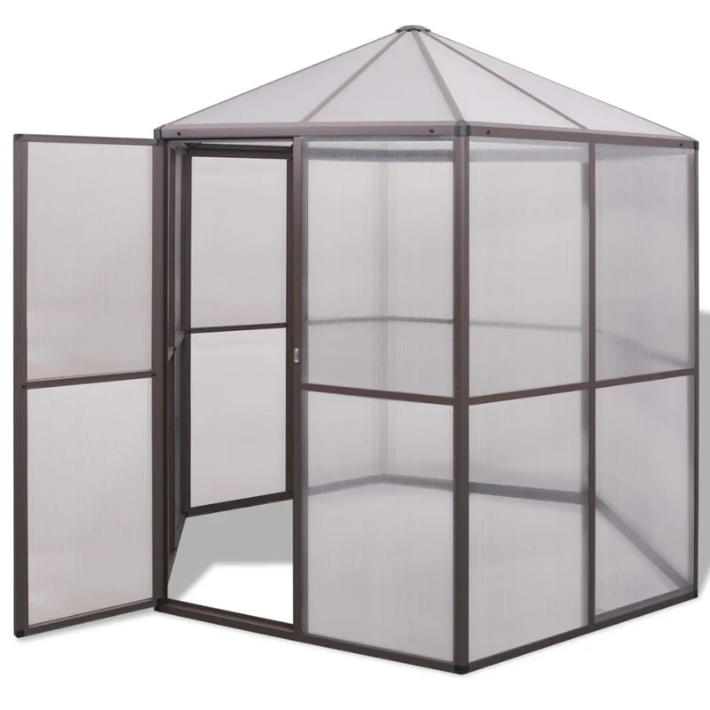 Serre tente abri plante fleur légumes en aluminium 240 x 211 x 232 cm marron 02_0044656