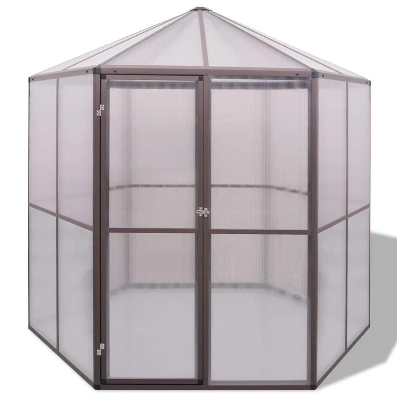 Serre tente abri plante fleur légumes en aluminium 240 x 211 x 232 cm marron 02_0044656